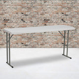 EMMA + OLIVER 5-Foot Rectangle Granite White Plastic Folding Training/Seminar Table EMMA + OLIVER