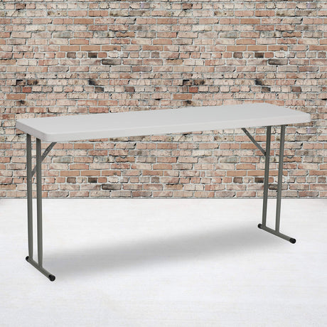 EMMA + OLIVER 5-Foot Rectangle Granite White Plastic Folding Training/Seminar Table EMMA + OLIVER