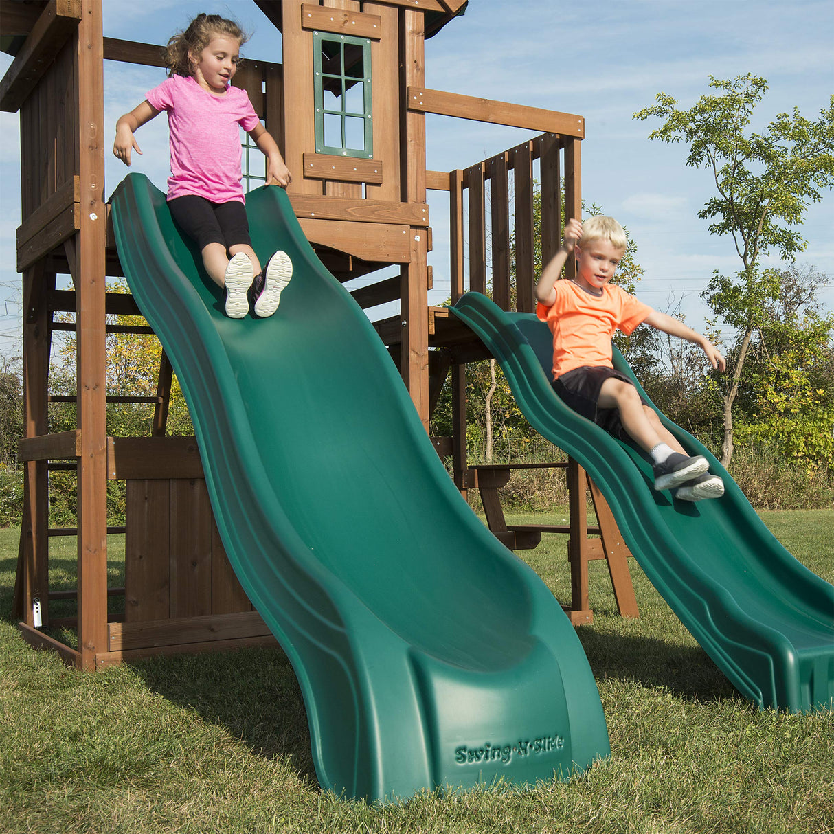 Swing-N-Slide WS 8350 Willows Peak Deluxe Swing Set, Wood Swing-N-Slide