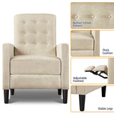 Yaheetech Fabric Recliner Chair Mid-Century Modern Recliner Adjustable Single Recliner Sofa with Thicker Seat Cushion Tufted Upholstered Sofa with Pocket Spring for Living Room Bedroom Beige Yaheetech