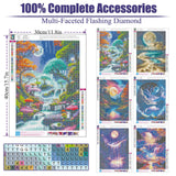 Canrichshop 6 Packs Diamond Art Painting Kits for Adults,Beach Moon Diamond Painting Kits for Beginners,Landscape 5D Full Drill Diamond Dots,Gem Art Crafts for Adults Wall Decor 12x16inch Canrichshop