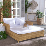 SAFAVIEH Outdoor Collection Cadeo Natural/White Cushion Daybed PAT7500D SAFAVIEH