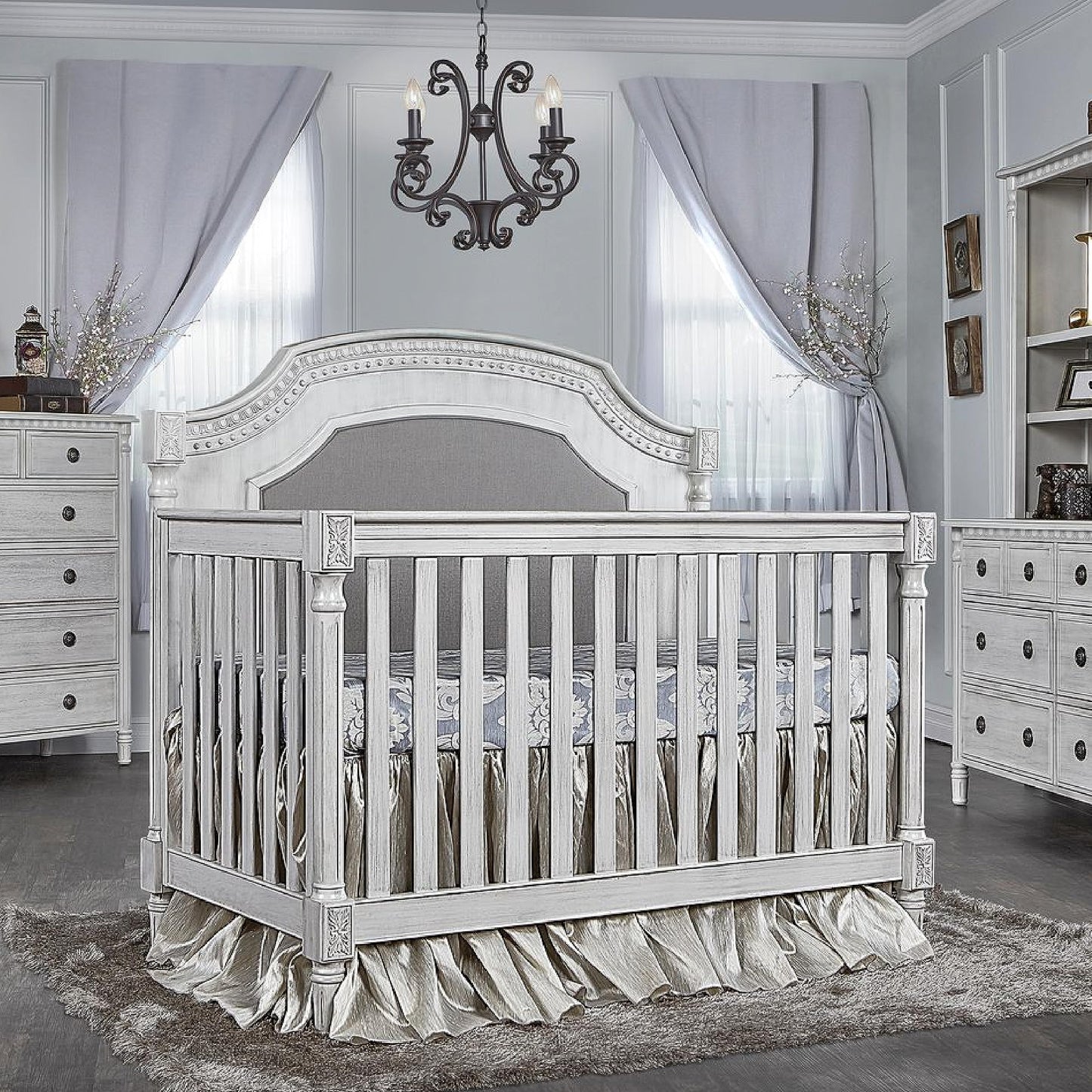 Evolur Julienne 5 in 1 Convertible Crib, Antique Grey Mist 55.5x31.2x51.5 Inch (Pack of 1) - WoodArtSupply