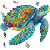 MYS Aurora Wooden Puzzles, Sea Turtle Jigsaw Puzzles 200 Pieces, Unique Shaped Wooden Puzzle for Adults and Kids, Birthday Gift Family Game 9.2 x 11.2 Inch Mys Aurora
