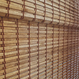 MOOD Custom Bamboo Shades | Rustic | Cordless Bamboo Roman Shades for Windows and Doors (Natural Woven) | Rustic Walnut (Great Privacy) | 26" W X 72" H Mood