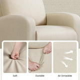 Topeakmart Fabric Recliner Sofa Push Back Recliner Chair Adjustable Modern Single Reclining Chair Upholstered Sofa with Pocket Spring Living Room Bedroom Home Theater Beige Topeakmart