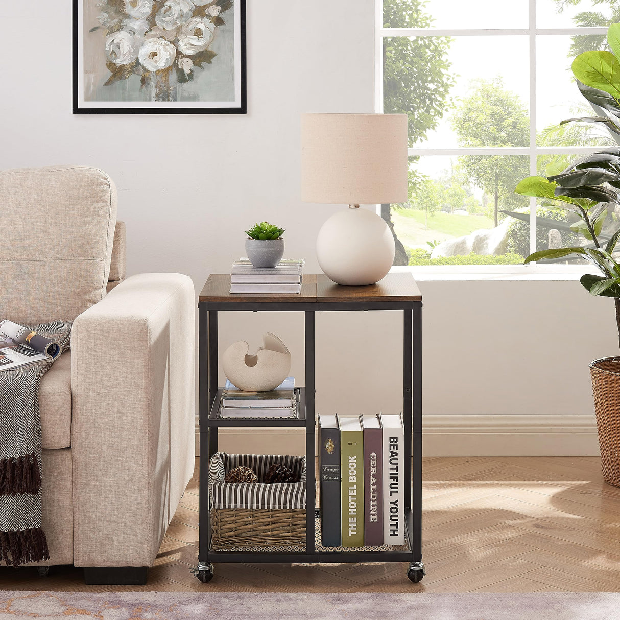 JOIN IRON Printer Stand with Storage Shelf for Home Office Storage, Printer Table with Wheels,CPU Rack, Mobile Computer Trolley, Office cart,Utility Carts,Office Lateral File Cabinets JOIN IRON