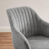 Art Leon Desk Chair - Mid Century Modern Office Chair No Wheels, Swivel Accent Chair with Oak Wood Legs, Fabric Upholstered Arm Chair, Gray Art Leon