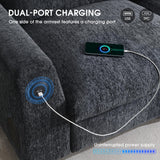 Merax 96" Chenille Sofa Recliner with Cup Holders, USB Charger & Bluetooth Speaker, 3 Seat Convertible to Loveseat Cloud Couches, Theater Double Seating W/Drop Down Table & Storage Armrest, Black Merax