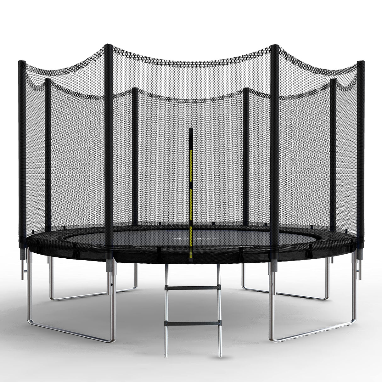 Simple Deluxe Trampoline for Kids with Safety Enclosure Net Wind Stakes 400LBS Weight Capacity 12FT Recreational Trampolines with Ladder Black Outside Net Simple Deluxe
