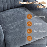 Manual Swivel Rocker Recliner Chair for Adults, Overstuffed Recliner Glider with Massage and Heat, Living Room Reclining Chair, Fabric Blue Luxlen