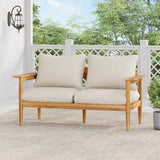 Christopher Knight Home Ordel Acacia Wood Outdoor Loveseat, Wooden Patio Loveseat Sofa, Patio Furniture 2-Seater Sofa with Removable Cushions,Comfy Lounge Sofa Outdoor for 2 People,Beige+Light Teak Christopher Knight Home