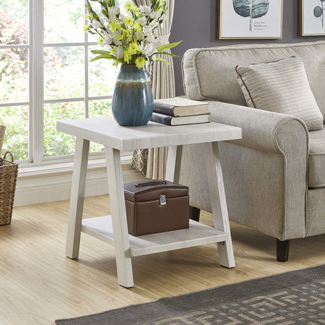 Roundhill Furniture Athens Contemporary Replicated Wood Regular End Table, White Roundhill Furniture
