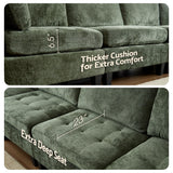 Luxe Oversized Modular Sectional Sofa, Modern Chenille Convertible Sleeper Sofa with Storage Ottoman, Comfy Deep Seat U-Shaped Cloud Couch for Living Room（Green，5-Seater + 1*Ottoman+ Tea Tray） smilesun