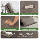 AYEASY Oversized Recliner Chair, Leather Swivel Rocking Chair Reclining with Phone Holder, Ergonomic Lazy Boy Fabric Sofa Chair with Lumbar Support, Manual Glider Chair for Living Room, RV, Grey AYEASY