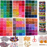 XJRLUK Clay Beads Bracelet Making Kit, 6 Boxes 20000+ PCS 144 Colors Polymer Flat HEISHI Beads Kit for Jewelry Making, Crafts Gift for Christmas Party Gift Craft kit XJRLUK