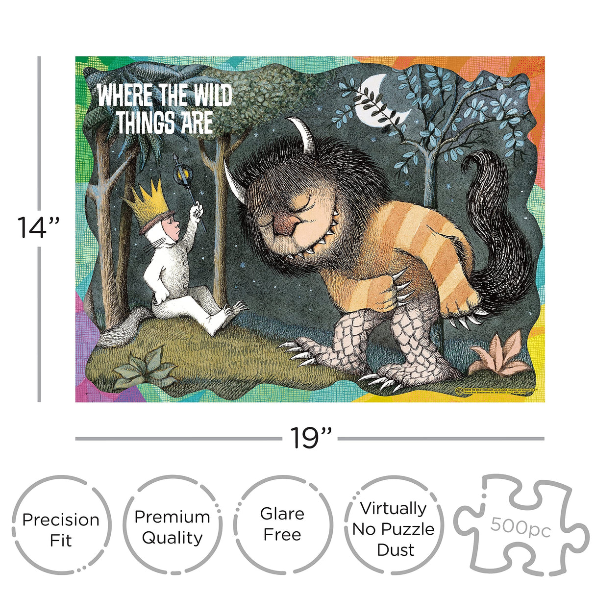 AQUARIUS Where the Wild Things Are Puzzle (500 Piece Jigsaw Puzzle) - Glare Free - Precision Fit - Officially Licensed Merchandise & Collectibles - 14x19 in AQUARIUS