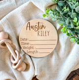 Personalized Newborn Announcement Sign for Hospital - Single Sided - Wooden Birth Announcement Sign - Name Baby Announcement Sign Customized Gender Neutral (Single Sided Name and Blank Stats) WoodArtSupply