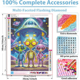 DFPSCLLA 5D Diamond Painting Kits for Adults, Alien Diamond Art Kit, DIY Full Round Drill Diamond Dot Gem Art Kits for Beginners, Home Wall Decor 12x16 Inch DFPSCLLA