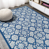 JONATHAN Y Tile Trellis Indoor Outdoor Area Rug 3X5 Light Gray/Blue, Gallia High-Low for Backyard, Patio, Porch, Easy-Cleaning, High Traffic, Pet-Friendly, Non-Shedding (AMC107B-3) JONATHAN Y