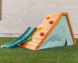 Avenlur Palm Outdoor and Indoor Playground 5 in 1 Backyard Playset with Ladder, Rock Wall, 4 ft. Slide, Tent Fort, Montessori Style Play Set Climber Playhouse Toddlers, Children, Kids 2-8yr (Green) Avenlur