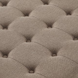 ACQCA Large Square Storage Ottoman with Wooden Legs, Upholstered Button Tufted Coffee Table with Nail Trims for for Living Space,Linen ACQCA
