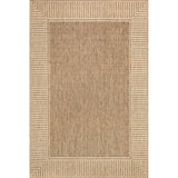 nuLOOM 4' x 6' Outdoor Area Rug, Casual Design With Striped Border, Stain Resistant, Highly Durable, For Patio, Balcony, Bedroom, Living Room, Dining Room, Bathroom, Light Brown nuLOOM