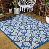 JONATHAN Y Tile Trellis Indoor Outdoor Area Rug 3X5 Light Gray/Blue, Gallia High-Low for Backyard, Patio, Porch, Easy-Cleaning, High Traffic, Pet-Friendly, Non-Shedding (AMC107B-3) JONATHAN Y