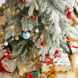 Glitzhome 9ft Pre-Lit Flocked Pencil Spruce Artificial Christmas Tree with 470 Warm White Lights and Sturdy Metal Stand for Home, Office, Party Decoration Glitzhome