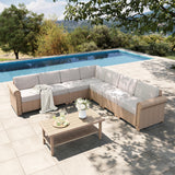 HERA'S HOUSE Patio Furniture Set, All Weather 7 Seats Outdoor Sectional Wicker Sofa with 44" Coffee Table, 5.5" Thick Waterproof Cushion 8 Piece Modular Conversation Sofa Set for Garden Deck Backyard HERA'S HOUSE