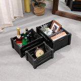 Large Classic Black Wooden Crates For Dispaly,Set Of 3 Wood Crates With Handles,Rustic Handmade Wood Boxes For Storage Or Display,Solid Wood Decrative Boxes (Classic Black) Bisaten