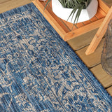 JONATHAN Y Weave Floral Indoor Outdoor Area Rug 8X10 Navy/Gray, Tela Bohemian Textured for Backyard, Patio, Porch, Easy-Cleaning, High Traffic, Pet-Friendly, Non-Shedding (SMB100B-8) JONATHAN Y