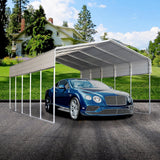 ALEKO Metal Carport | Steel Frame and Roof |12W x 30L x 10H ft. | Heavy-Duty Garage Shelter | All Weather Multi-use Storage Shed | Gray ALEKO