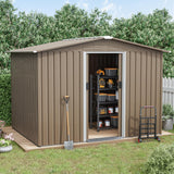 Kurapika Outdoor Storage Shed, 8x6FT Large Metal Tool House with Ventilation Opening and Lockable Sliding Door, for Garden, Patio, Backyard, Lawn Kurapika