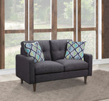 Coaster Home Furnishings - Watsonville - Wood & Fabric - Upholstered Tufted Loveseat with Track Arms, and Accent Pillows - Living Room - Gray - 552002 Coaster Fine Furniture