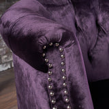 Christopher Knight Home GDFStudio Melaina Tufted Chesterfield Velvet Loveseat with Scrolled Arms, BlackBerry and Dark Brown GDFStudio