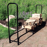 Sunnydaze 8-Foot Firewood Log Rack - Indoor/Outdoor Black Powder-Coated Steel Storage Accessory Sunnydaze