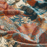 Boho Throw Blanket for Bed 60”x80”, 100% Cotton Woven Blanket for Couch Sofa, Ultra Soft 4-Layer Muslin Quilt with Patchwork Floral Printed, Farmhouse Bed Blanket/Cover for Living Room Decor SE SOFTEXLY