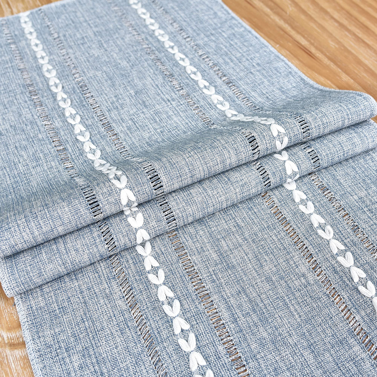 Farmhouse Rustic Table Runner Braided Stripe Table Runners Embroidered Table Decorations for Kitchen Living Room Dining Holiday and Party Grey 13x36 Inch NEWISHER