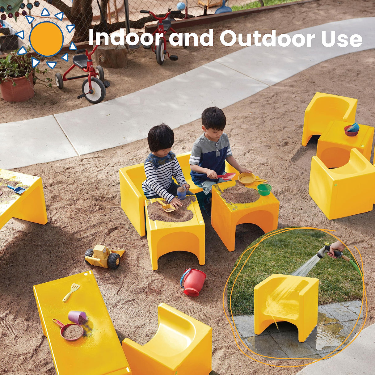 ECR4Kids Tri-Me 3-In-1 Cube Chair, Kids Furniture, Yellow ECR4Kids