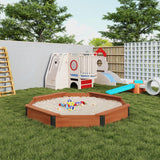 85''x78''x9'' Wooden Octagon Sandbox with Cover, Large Sandpit for Kids Outdoor Patio Backyard Play, Easy & Quick Assemble Mederra