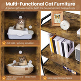 Yaheetech Cat Litter Box Enclosure, Hidden Litter Box Furniture w/Shelf & Storage Compartments, Cat Washroom, Wood Cat House, Rustic Brown Yaheetech