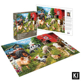 750 Piece Puzzle for Adults Sharon Steele Happy Farm Day, 27x20 inch Whimsical Farm Animal Scene Jigsaw by KI Puzzles KI Puzzles