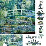 Wooden Jigsaw Puzzle for Adults - Uniquely Shaped Pieces - Made in The USA by FoxSmartBox - 210 Pieces - Water Lilies and Japanese Bridge FoxSmartBox