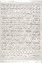 nuLOOM 5x8 Ansley Moroccan Tassel Area Rug, Light Grey, High-Low Textured Bohemian Design, Plush High Pile, Stain Resistant, For Bedroom, Living Room, Hallway, Entryway nuLOOM