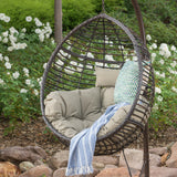 Roomfitters Outdoor Hanging Egg Chair with Woven Rattan Frame and Plush Cushion, Stand Not Included, Brown roomfitters