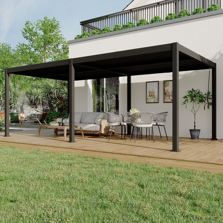 10X20 FT Pergola with Independent Adjustable Rainproof Roof, Outdoor Aluminum Louvered Pergola with Adjustable Top for Deck Garden Backyard PeakPursuit