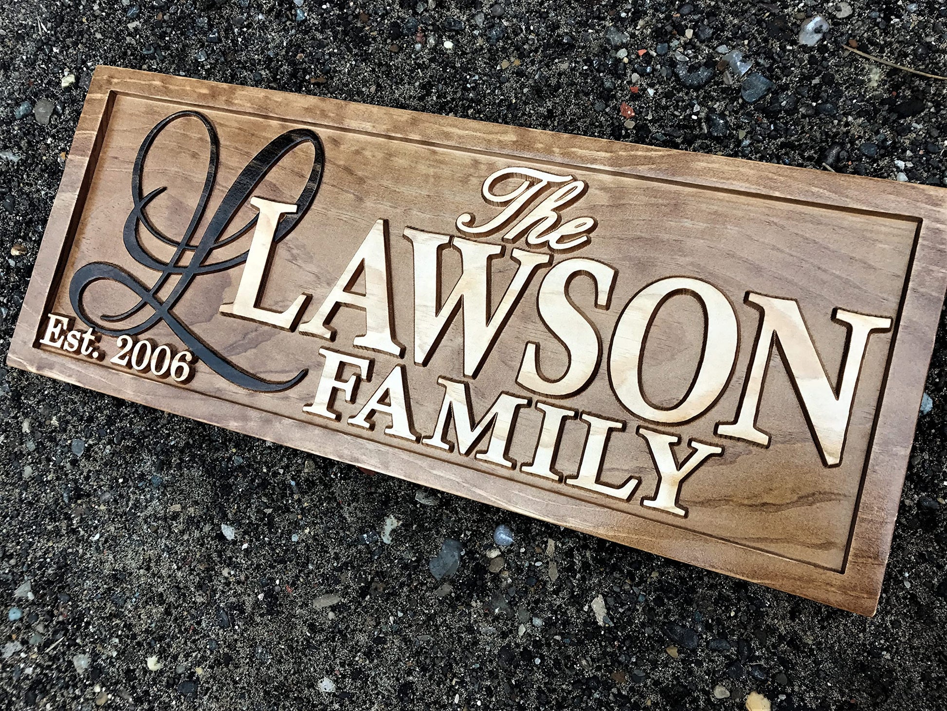 Personalized Lake House Sign Custom Wood Sign Carved Last Name Wooden Signs Home Décor 3D Cabin Rustic Lakehouse Personalized Wedding Gift Established Sign Family Name Sign 5 Year Anniversary - WoodArtSupply