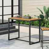 Christopher Knight Home Frieda Outdoor Modern Industrial Acacia Wood Bar Table, Teak Finish + Black Christopher Knight Home
