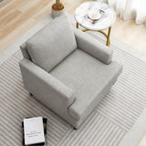 Weture Mid-Century Accent Chair,Modern Linen Fabric Armchair for Living Room,Comfy Upholstered Reading Accent Chairs for Bedroom,Single Sofa Chair with Wood Legs (Light Grey, 1 Pack) Weture